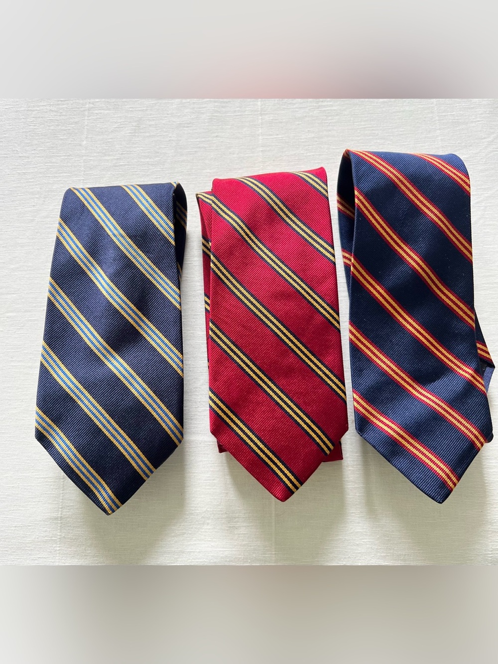 Lot of 3 Brooks Brothers Repp Stripe Silk Ties Navy Red Gold Preppy Ivy League